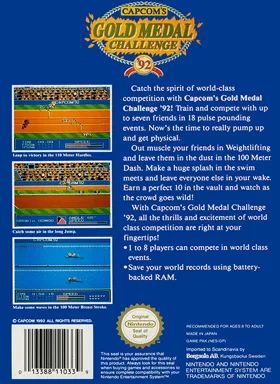 Capcom's Gold Medal Challenge '92 (Europe) box cover back